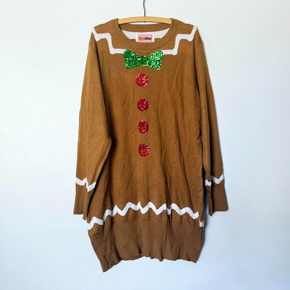 gingerbread ugly xmas sweater dress Gingerbread Ugly Sweater Christmas Dress XXL Tipsy Elves GINGERBREAD  Holiday Ugly SWEATER DRESS Christmas
